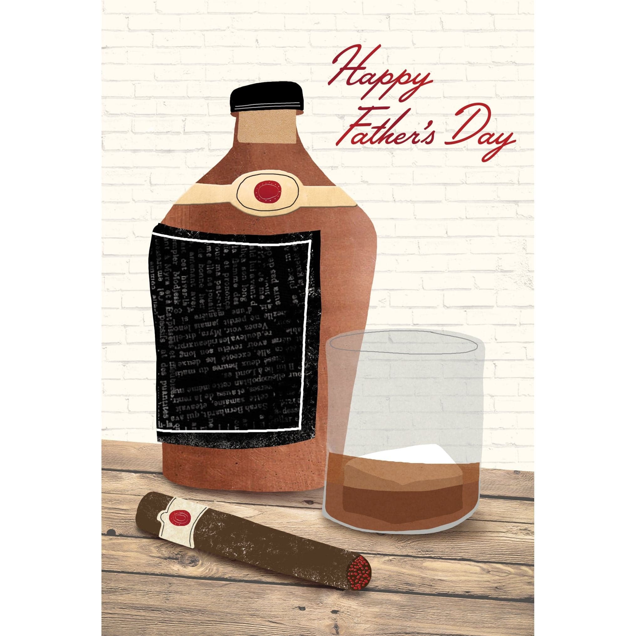 Father's Day card by Pictura featuring a drink and cigar illustration, perfect for celebrating dads.